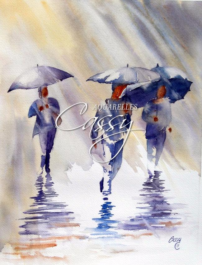 Promenade sous la Pluie 41 cm X 31 cm